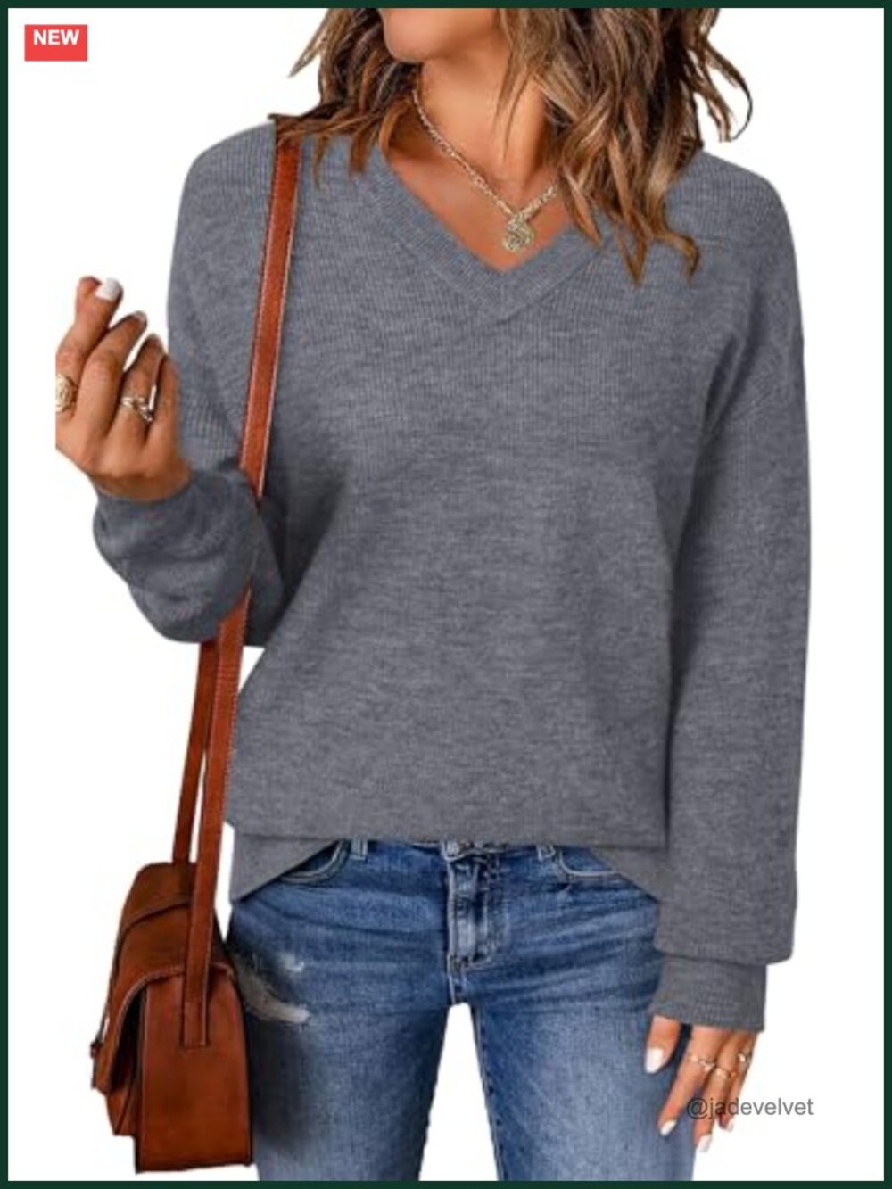 Wool Blend V Neck Pullover Sweater Long Sleeve Business Casual